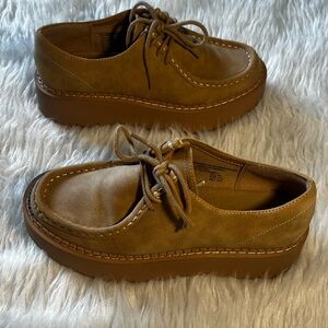 Womens Casual Lace-Up Platform Moccasin in Brown